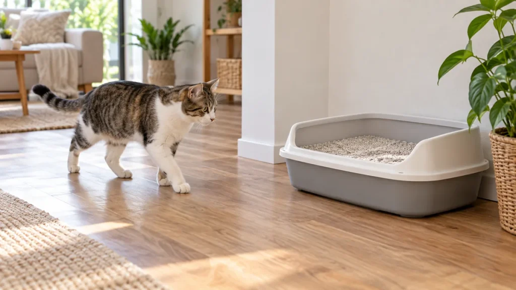 Caixa de areia para gatos: tipos, tamanhos e como escolher Caixa de areia em local tranquilo e acessível para o gato