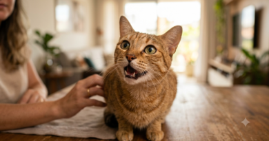 Por que o gato mia: gato olhando para tutor e emitindo um miado
