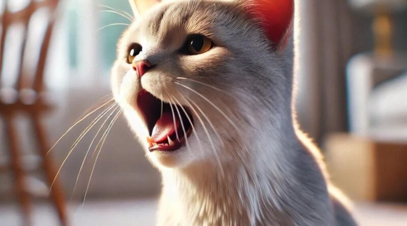 gato com a boca aberta