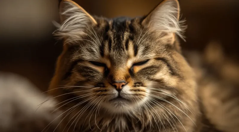 Gato doméstico relaxado piscando os olhos devagar