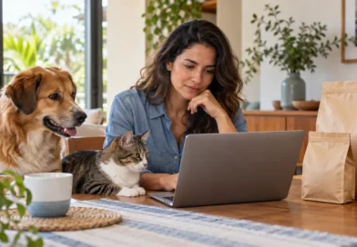 Tutora compara preços de ração para cão e gato em uma compra online